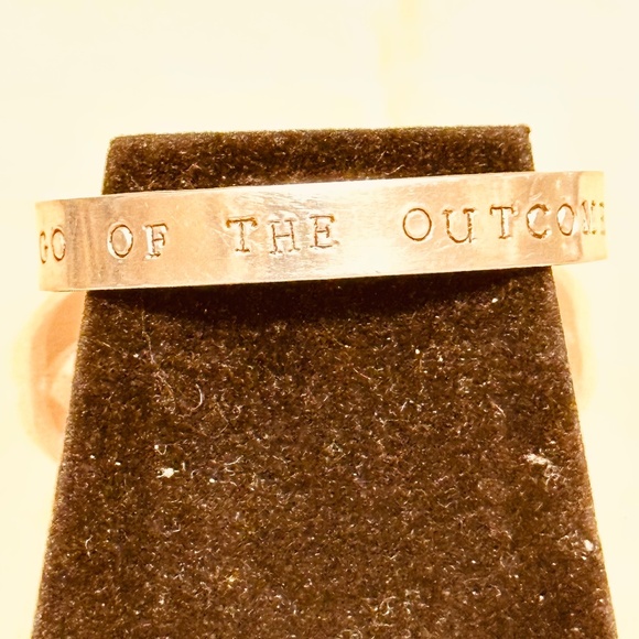 Silver Tone Cuff Bracelet Stamped Let Go Of The Outcome - Picture 6 of 10